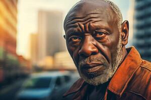 fermer portrait de une vieux africain homme photo