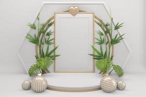 podium tropical minimal décoration japonaise géométrique et bambou rendu .3d photo