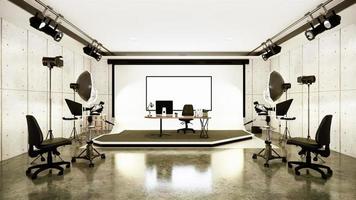 studio - studio de cinéma moderne avec écran blanc. rendu 3D photo