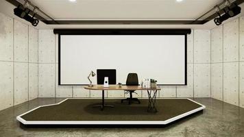 studio - studio de cinéma moderne avec écran blanc. rendu 3D photo