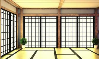 salle vide japonaise avec un design de tatami. rendu 3D photo