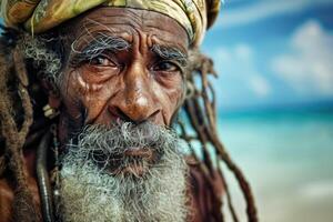 magnifique vieux rasta pris sur jamaïquain plage magnifique vieux rasta pris sur jamaïquain plage photo