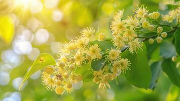 tilleul ou citron vert arbre dans Floraison comme Contexte de printemps la nature photo