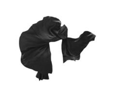 noir foncé lisse élégant tissu volant noir texture de soie abstraite sur blanc photo