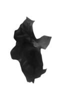 abstrait de texture de soie de tissu volant noir élégant lisse sur blanc photo