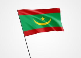 drapeau de la mauritanie volant haut dans le fond isolé. 28 novembre fête de l'indépendance de la mauritanie. collection de drapeaux nationaux du monde collection de drapeaux nationaux du monde photo