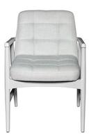 fauteuil en bois blanc avec assise et dossier rembourrés en tissu dans un style minimaliste isolé sur fond blanc. photo