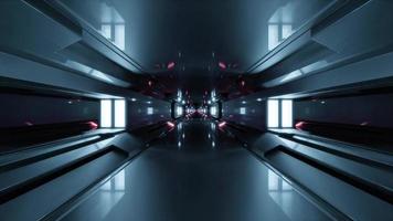 Illustration 3d du couloir futuriste 4k uhd avec des couleurs néon
