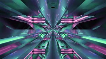tunnel de néon avec murs réfléchissants illustration 3d uhd 4k photo