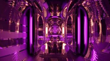 Illustration 3D du tunnel réfléchissant violet 4k photo