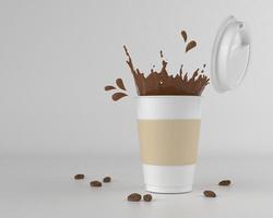 vecteur 3d papier fermé jetable réaliste, tasse à café en plastique pour boissons photo