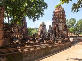 wat mahathat ayutthayathailand18 octobre 2018les touristes visitent le temple d'ayutthaya en photographiant et en écoutant le guide expliquer l'histoire. ayutthaya thailande 18 octobre 2018