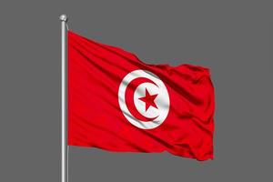 Tunisie agitant le drapeau illustration sur fond gris photo