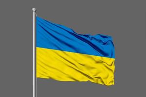 ukraine, brandissant l'illustration du drapeau sur fond gris photo