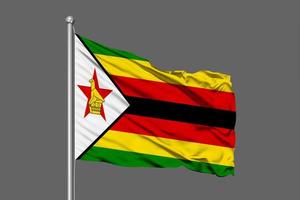 Drapeau du Zimbabwe ondulant illustration sur fond gris photo