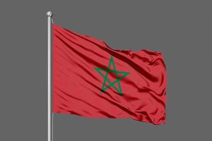 Maroc brandissant l'illustration du drapeau sur fond gris photo