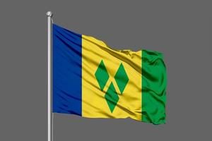 Saint-vincent-et-les-grenadines agitant le drapeau illustration sur fond gris photo