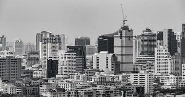 Bangkok, Thaïlande, ville, panorama, gratte-ciel, paysage urbain, image en noir et blanc.