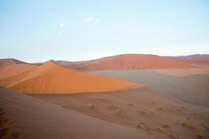 vue depuis une dune dans le désert du namib. belle lumière du matin, pas de monde. namibie photo