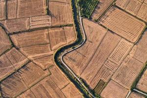 champs agricoles stériles avec canal d'irrigation dans les terres agricoles à la campagne photo
