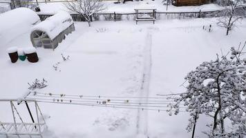 potager en hiver. les serres étaient couvertes de neige. paysage d'hiver enneigé pittoresque. photo