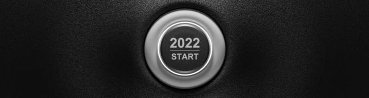 début 2022. bouton de bonne année. illustration 3D photo