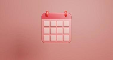 Rendu 3D illustration organisateur calendrier rouge photo