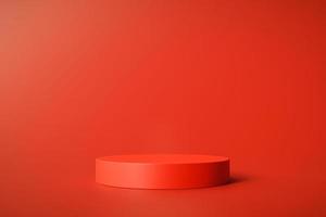 affichage de produit de piédestal de podium de cylindre rouge nouvel an chinois ou saint valentin luxe abstrait rendu 3d photo