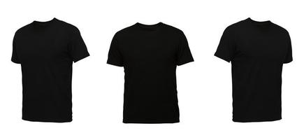 t-shirt sans manches noir. chemise vue de face trois positions sur fond blanc photo