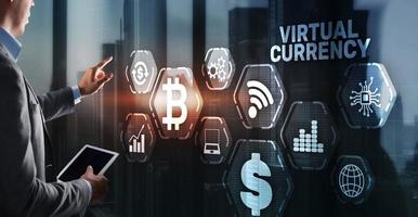 concept d'investissement de change de monnaie virtuelle. fond de technologie financière photo
