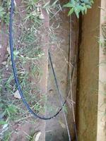 drainage qui ne draine plus l'eau à cause de la sécheresse. câbles laissés dans les égouts photo