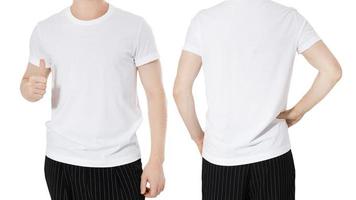 ensemble de t-shirt blanc - homme en t-shirt blanc copie espace avant et arrière, fond de fond de t-shirt photo