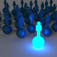réseau social humain et leadership en croissance légère 3d photo