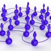 réseau social humain bleu 3d