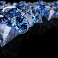 diamants bleus sur fond noir photo
