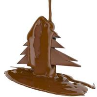 couler de cacao au chocolat un sapin de noël photo