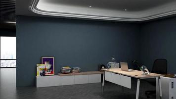 Chambre minimaliste de bureau 3d avec intérieur design en bois