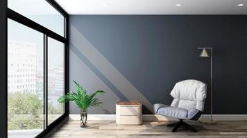 Conception de maquette de mur de salon de bureau d'invité de rendu 3d avec un concept de design d'intérieur minimaliste moderne