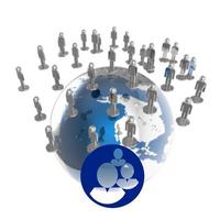 réseau social humain bleu 3d