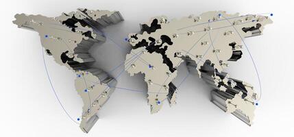 réseau social humain 3d sur la carte du monde photo