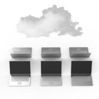 Cloud computing signe 3d sur ordinateur portable en tant que concept photo