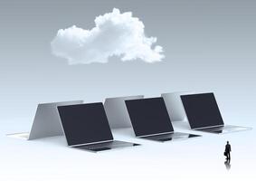 Cloud computing signe 3d sur ordinateur portable en tant que concept photo