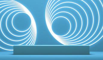 plate-forme bleue et cercle blanc empilé fond clair, fond abstrait pour la présentation du produit ou la marque. rendu 3d photo