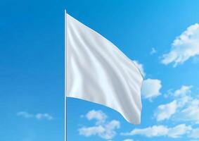 blanc drapeau sur bleu ciel Contexte photo