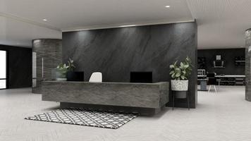 salle de réception de bureau moderne exclusive dans une maquette de rendu 3d photo