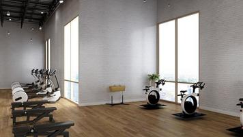 Rendu 3d - minimaliste moderne de la maquette de concept de design d'intérieur de salle de sport photo
