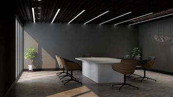 Maquette de salle de réunion moderne de l'espace de travail de bureau de rendu 3d photo