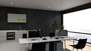 Maquette minimaliste moderne de l'espace de travail de bureau de rendu 3d photo