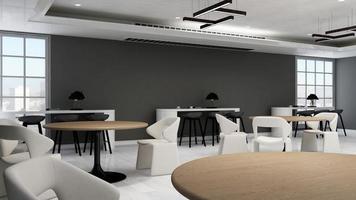 Rendu 3d café-bar ou café-restaurant avec le mur blanc pour la maquette de logo photo
