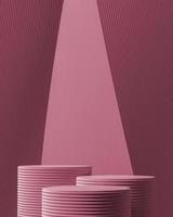 deux podiums sur dégradé abstrait et lignes de vagues fond rose pacifique. pour la présentation du produit. rendu 3d photo